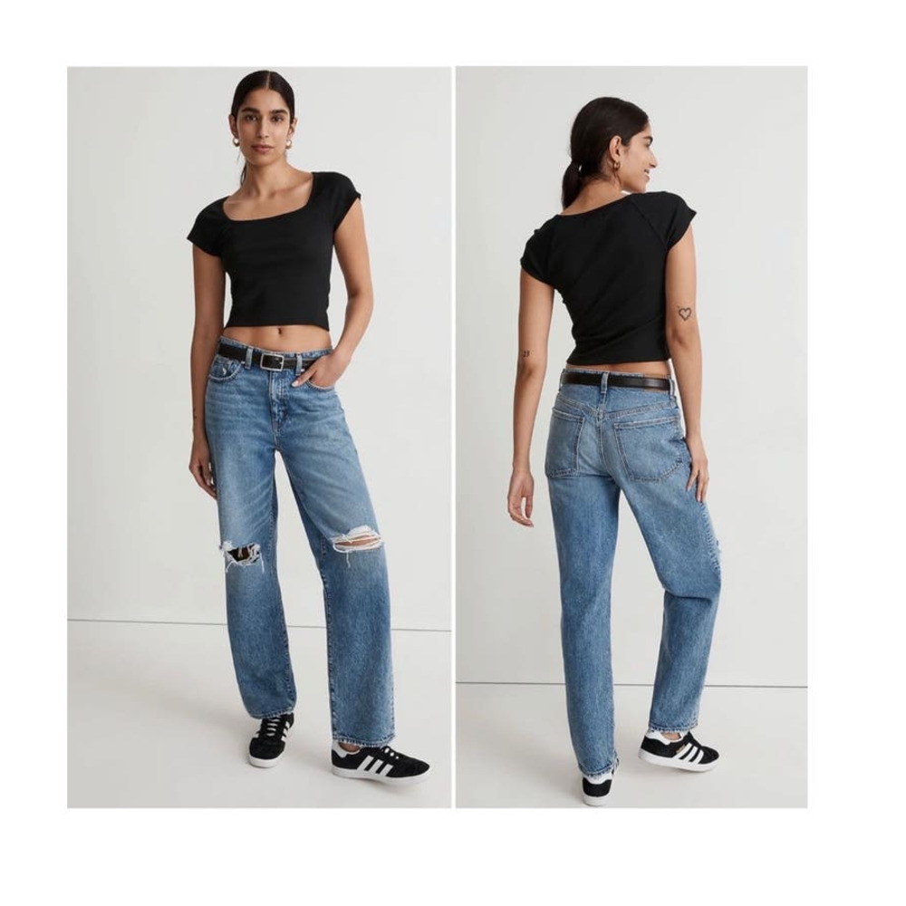 New Madewell The Dad Jean in Brockport Wash: RIPPED EDITION sz 28